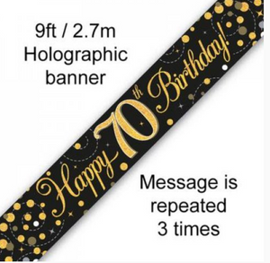 Banner - Happy 70th Birthday (BLACK & GOLD)