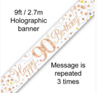 Banner - Happy 90TH Birthday (ROSE GOLD)