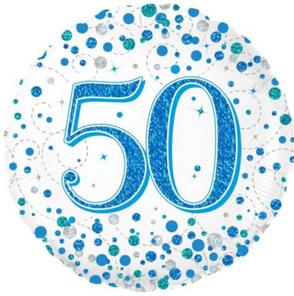 45cm Foil Balloon - 50TH BIRTHDAY (SPARKLING BLUE)