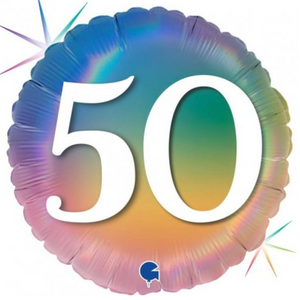 45cm Foil Balloon - 50th BIRTHDAY (RAINBOW OMBRE)