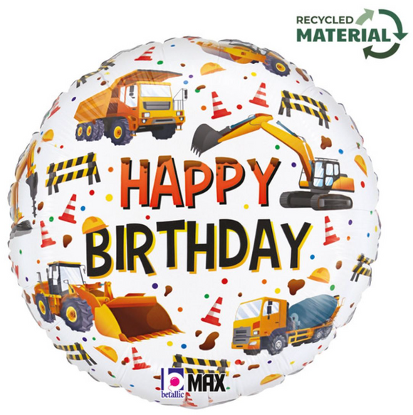 45cm Foil Balloon - Happy Birthday (CONSTRUCTION)