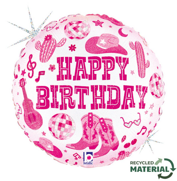 45cm Foil Balloon - Happy Birthday (LET'S GO GIRLS)