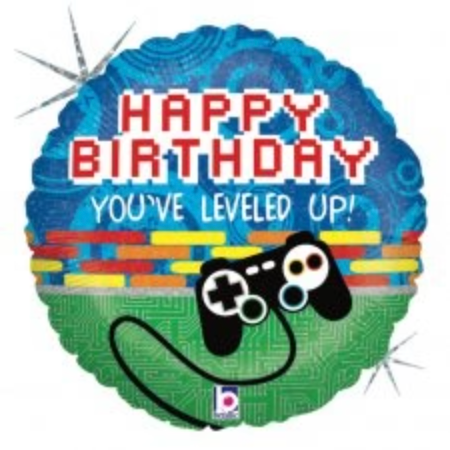 45cm Foil Balloon - HAPPY BIRTHDAY YOU'VE LEVELED UP!
