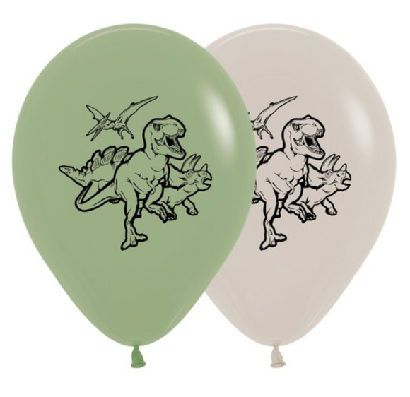 DINOSAUR SAND/ EUCALYPTUS assorted Latex Balloons - 25 Pack