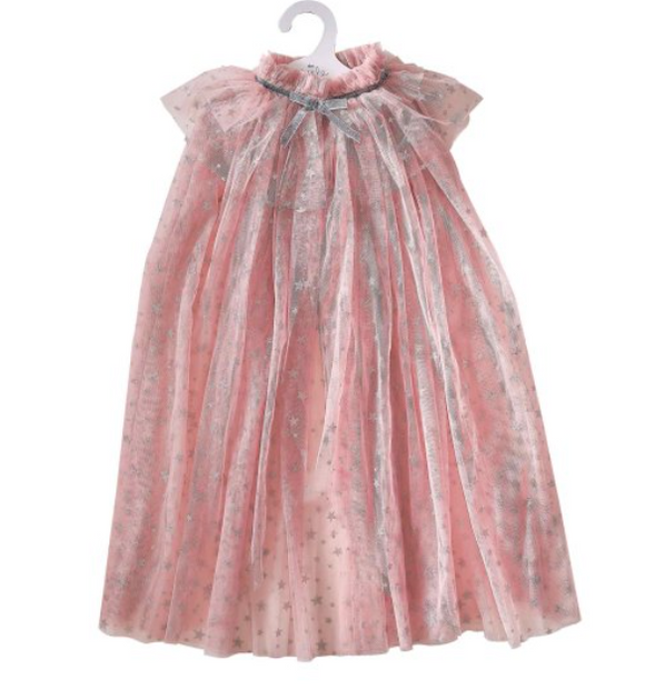 Fancy Dress Pink and Silver Sparkle Fairy Princess Costume Cape
