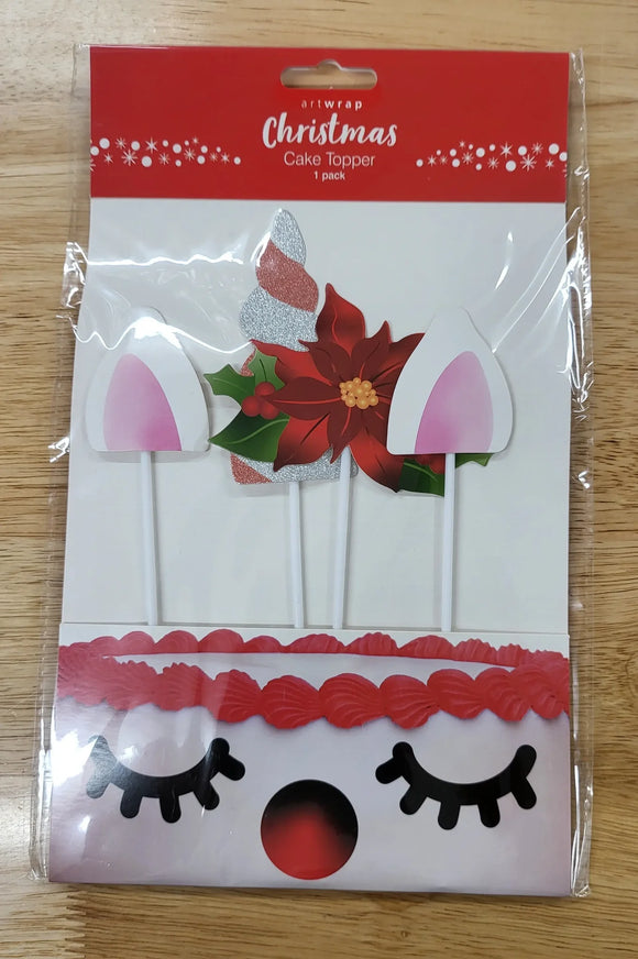 CHRISTMAS UNICORN CAKE TOPPER