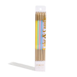 15cm Gold Double Dipped Cake Candles Pastel 12 Pack