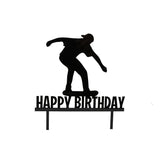 Sugar Crafty Acrylic Cake Topper Black Happy Birthday Skater