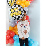 45cm Foil Balloon - CHECKERED FLAG HAPPY BIRTHDAY