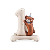 Party Deco Foil Standing Number 1 with Teddy Bear 81cm x 72cm