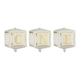 Party Deco Foil Cubes "ONE" 34cm x 36cm 3Pk