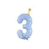 Party Deco Foil 86cm Matte Blue Party Hat Number 3