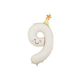 Party Deco Foil 86cm Matte Cream Party Hat Number 9