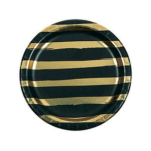 BLACK & GOLD STRIPPED - PAPER Plate 23cm