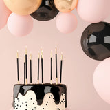 15cm Gold Double Dipped Cake Candles Black 12 Pack