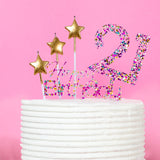 RAINBOW GLITTER HAPPY BIRTHDAY TOPPER