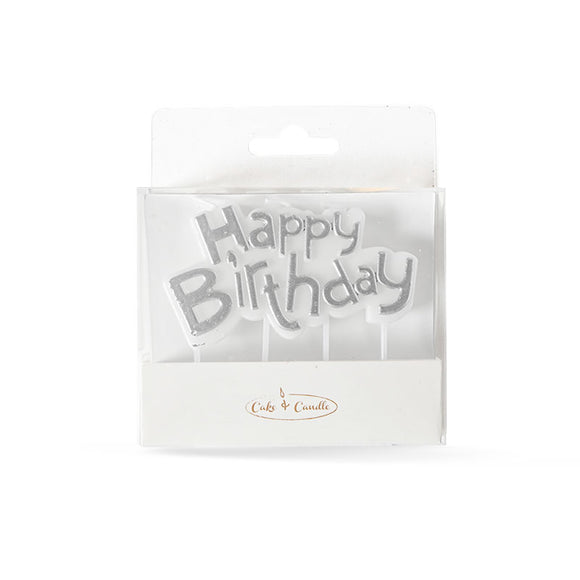 SILVER HAPPY BIRTHDAY CANDLE PLAQUE