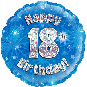 45cm Foil Balloon - 18th BIRTHDAY Blue/Silver