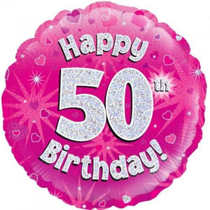 45cm Foil Balloon - 50TH BIRTHDAY PINK