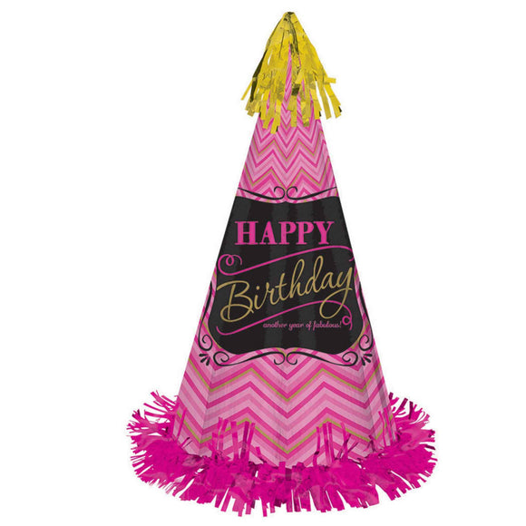 Fabulous Large Party Hat with Foil Fringe