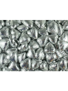 CHOCOLATE FOIL HEARTS 500g - SILVER