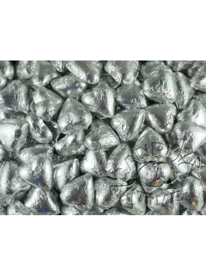 CHOCOLATE FOIL HEARTS 500g - SILVER
