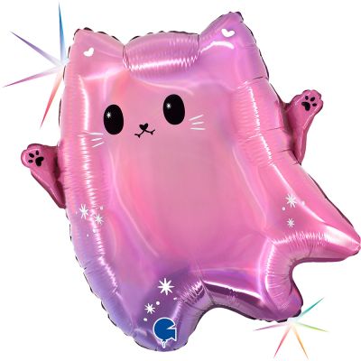 Foil Shape Holographic Kawaii Ghost Cat