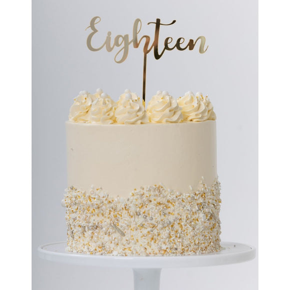 ACRYLIC CAKE TOPPER - EIGHTEEN - GOLD