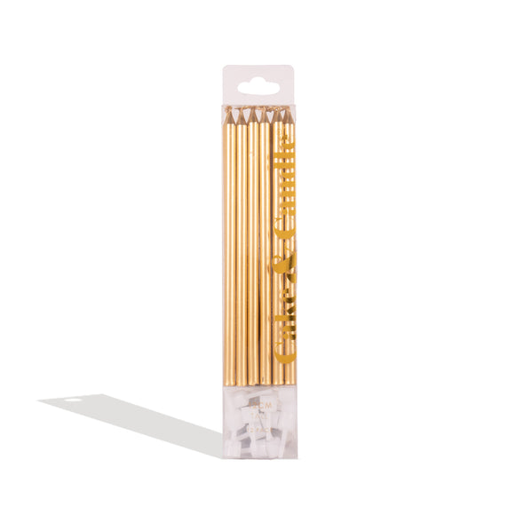 Tall Gold Candles - 12pk