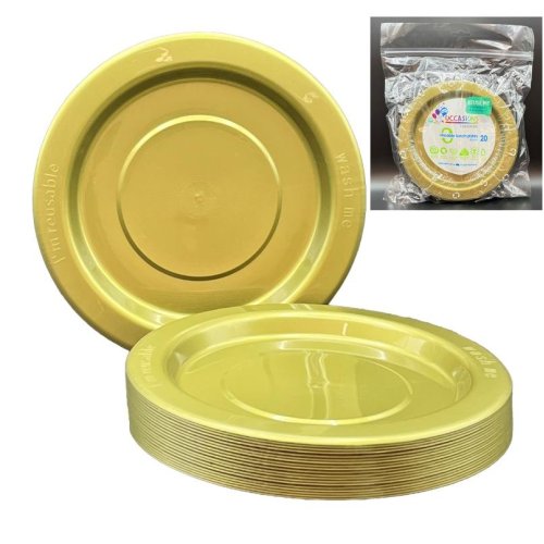 Reusable Lunch Plates Gold 180mm 20Pk