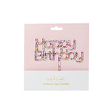 Cake & Candle Rainbow Glitter Happy Birthday 2 Cake Topper