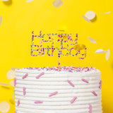 Cake & Candle Rainbow Glitter Happy Birthday 2 Cake Topper