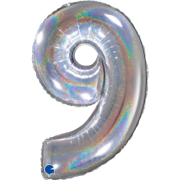 Mid 66cm Numbers HOLO SILVER #9