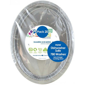 SILVER - PLASTIC PLATE OVAL