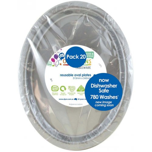 SILVER - PLASTIC PLATE OVAL