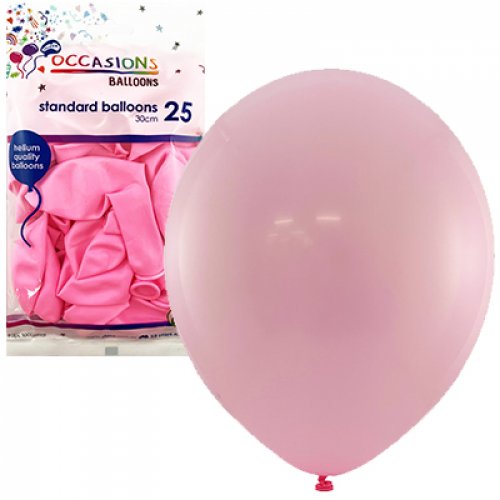30cm Standard Light Pink Latex Balloons - 25 Pack