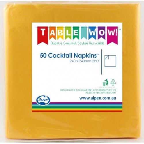 COCKTAIL NAPKINS - YELLOW (50)