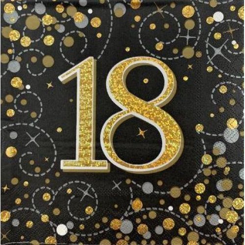 Lunch Napkins - 18th Black & Gold