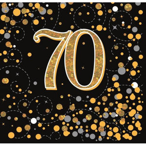 Lunch Napkins - 70th Black & Gold