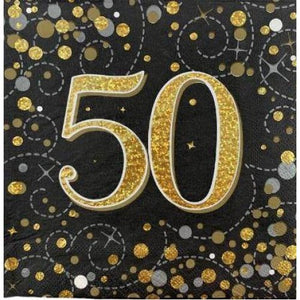 SPARKLING FIZZ 50th NAPKINS - BLACK & GOLD
