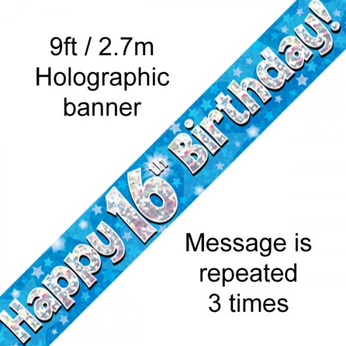 Banner - Happy Birthday - 16TH BIRTHDAY BLUE