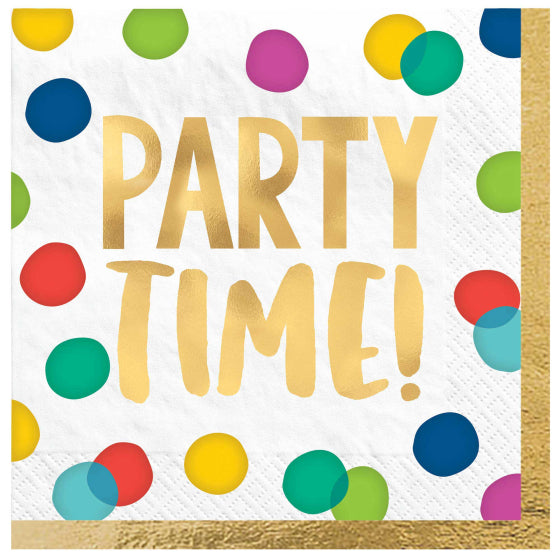 PARTY TIME RAINBOW DOTS - LUNCH NAPKINS
