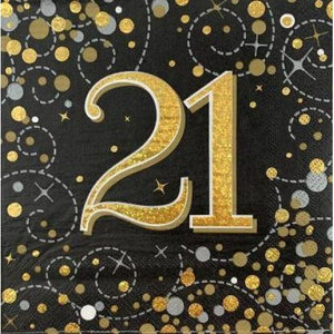 Lunch Napkins - 21st Black & Gold