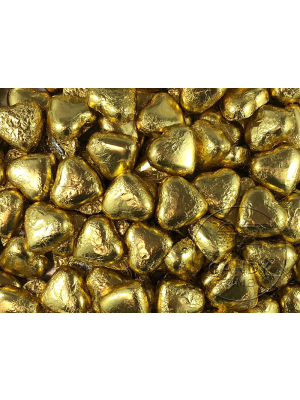 CHOCOLATE FOIL HEARTS 500g - GOLD