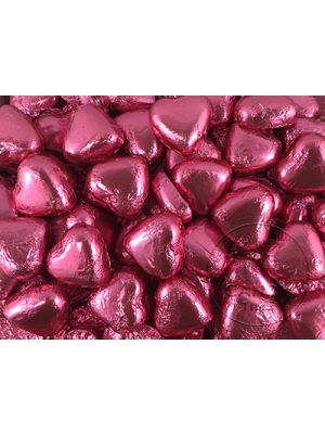 CHOCOLATE FOIL HEARTS 500g - PINK