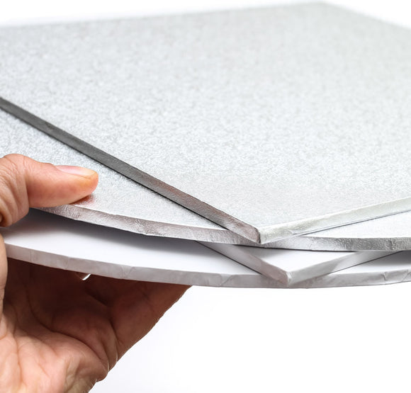 5MM MASONITE CAKE BOARD - SQUARE SILVER 14