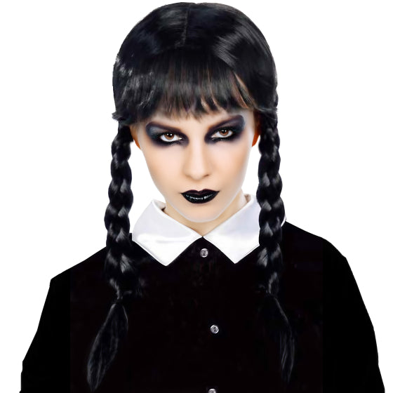 Creepy Girl Black Plaits Wig