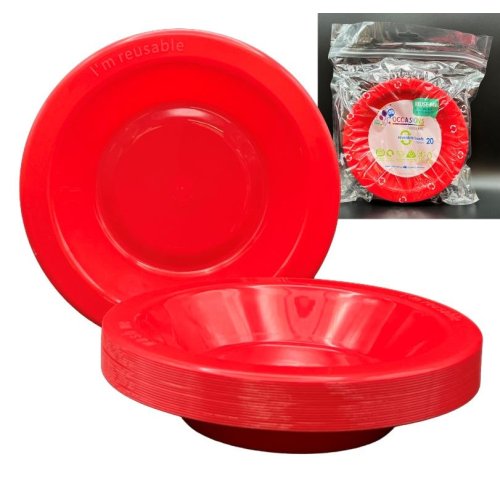 Occassions Reusable Plastic Bowls 180mm 20PK RED