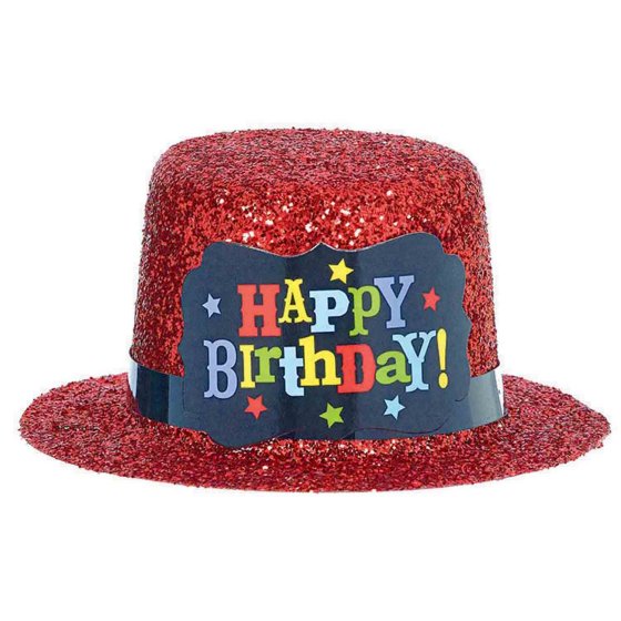 Mini Red Glitter Birthday Hat