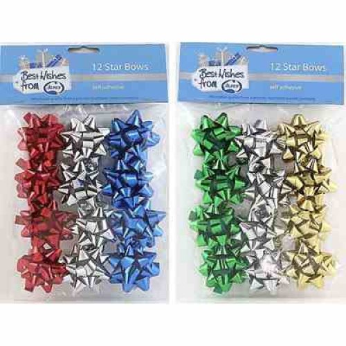 Self Adhesive Star Bows - 12pk